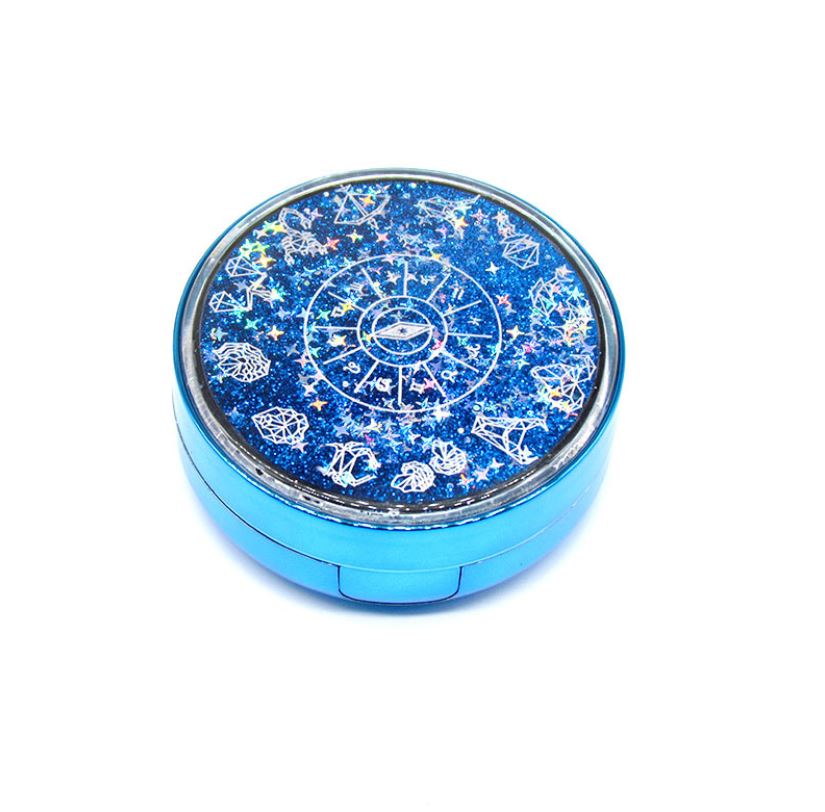 Stars Quicksand Multicolor Colored Contact Lens Case Beauon Blue 